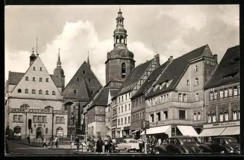 AK Eisleben, Marktplatz mit Kaufhäusern