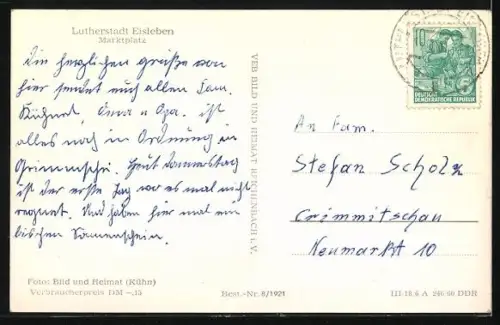 AK Eisleben, Marktplatz mit Kaufhäusern