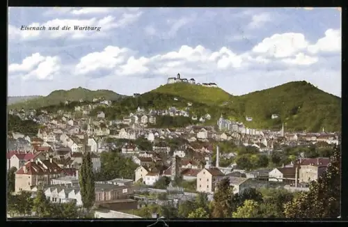 AK Eisenach, Ortsansicht mit der Wartburg
