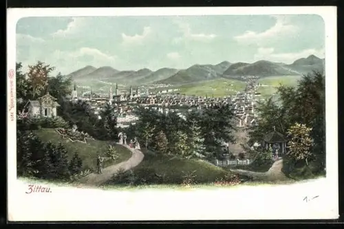 AK Zittau i. Sa., Totale vom Berg gesehen