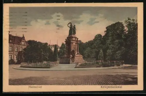 AK Hannover, Kriegerdenkmal mit Grünanlagen