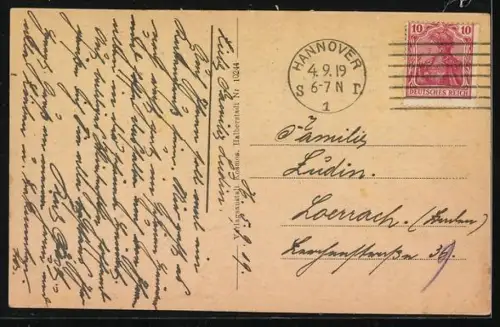 AK Hannover, Kriegerdenkmal mit Grünanlagen