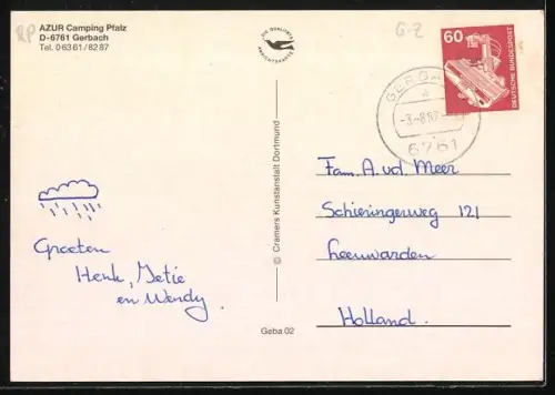 AK Gerbach /Pfalz, Azur Campingplatz, Ansicht aus der Vogelschau, Schwimmbecken, Kinder beim Angeln