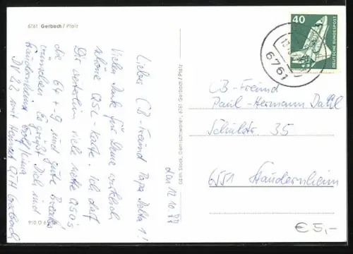 AK Gerbach am Donnersberg, Ortsansicht aus der Vogelschau, Blick auf die Kirche, Teich im Ort