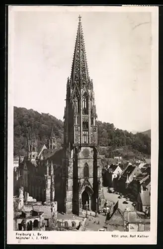 AK Freiburg i. Br., Das Münster im Jahre 1951