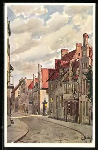 Künstler-AK Lübeck, in der Rosenstrasse
