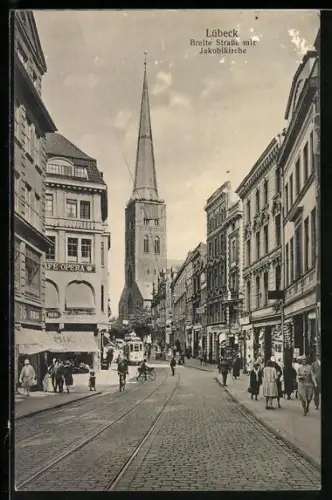 AK Lübeck, Breite Strasse mit Jakobikirche