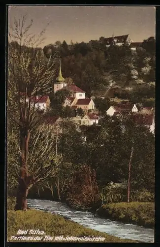AK Bad Sulza, Blick von der Ilm auf Johanniskirche und Schloss