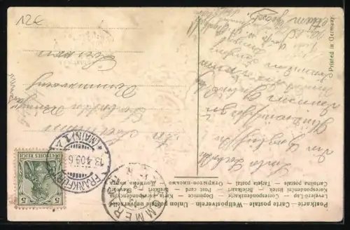 AK Auto aus Vergissmeinnicht und weisse Tauben, Blumenbild