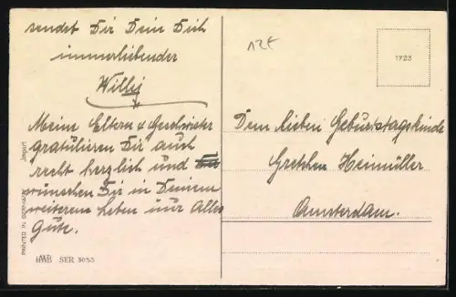 AK Kind mit vielen Rosen in einem Auto, Geburtstag