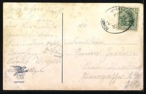 AK Paar in einem blumengeschmückten Auto