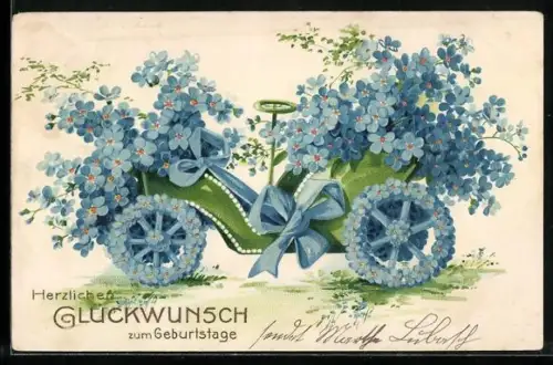 AK Auto aus Vergissmeinnicht, Blumenbild