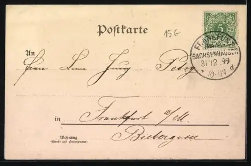 Lithographie Junges Paar in geschmücktem Auto, Gedicht