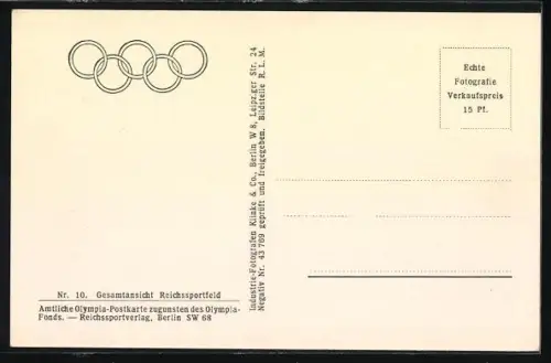 AK Berlin, Reichssportfeld aus der Vogelschau, Olympia