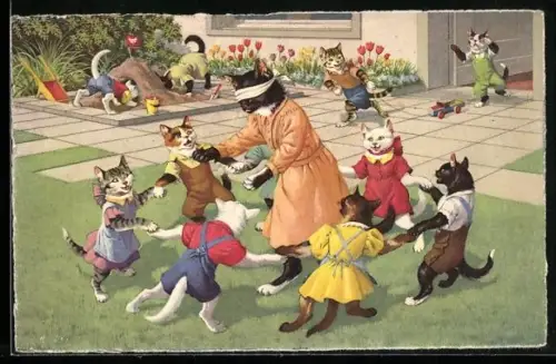 AK Katzen spielen in der Kita Blinde Kuh