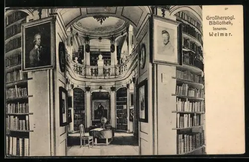AK Weimar / Thüringen, Inners der Grossherzogl. Bibliothek