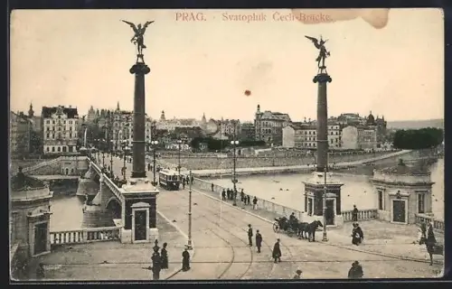 AK Prag / Praha, Svatopluk Cech-Brücke