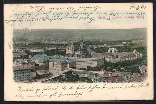 AK Prag / Praha, Hradcany s Petrinské rozhledny