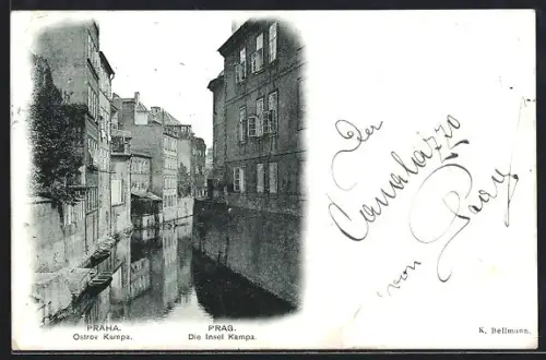 AK Prag / Praha, Die Insel Kampa