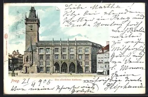 AK Prag / Praha, Altstädter Ring mit Rathaus, Staromestské námestí
