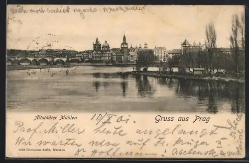 AK Prag / Praha, Blick zu den Altstädter Mühlen