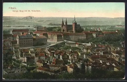 AK Prag / Praha, Königliche Burg mit St. Veits-Dorn