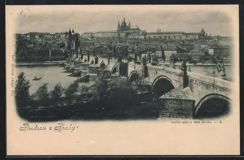 AK Prag / Praha, Karluv most a Mala Strana