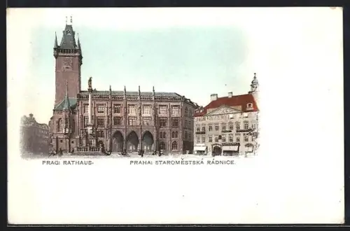 AK Prag / Praha, Partie am Rathaus