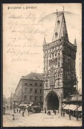 AK Prag, Prasna brana, Pferdebahn