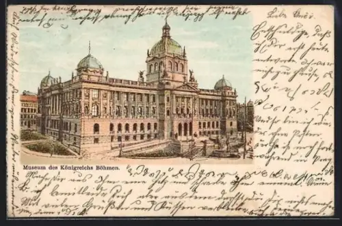 Lithographie Prag / Praha, Museum des Königreichs Böhmen