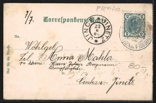 Lithographie Prag / Praha, Museum des Königreichs Böhmen