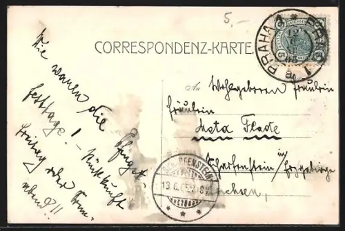 AK Prag / Praha, Der Graben mit Strassenbahn