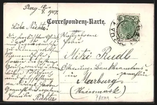 Lithographie Prag / Praha, Königliche Burg