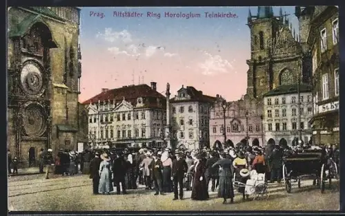 AK Prag / Praha, Altstädter Ring, Horologium Teinkirche