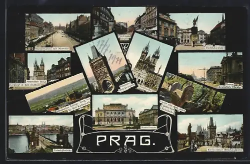 AK Prag / Praha, Altstädter Brückenturm, Radetzkyplatz, Palackýbrücke