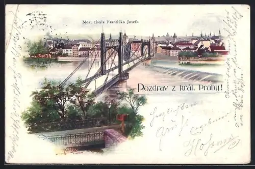 Künstler-AK Prag / Praha, Most cisare Frantiska Josefa