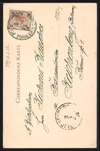 AK Prag / Praha, Moldauarm Kleinseite