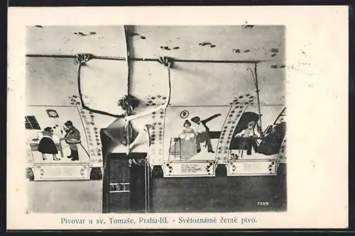 AK Prag / Praha, Pivovar u sv. Tomase, Svetozname Cerne Pivo.