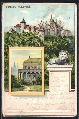 Lithographie Prag / Praha, Hradcany Kralovske, Letohradek Belvedere