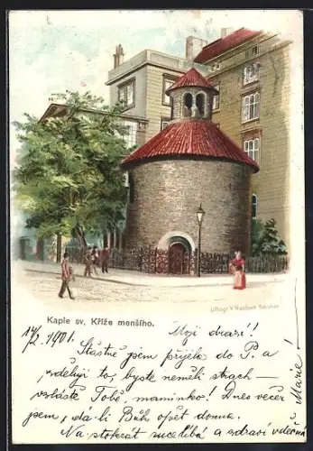 Lithographie Prag / Praha, Kaple sv. Krize mensiho