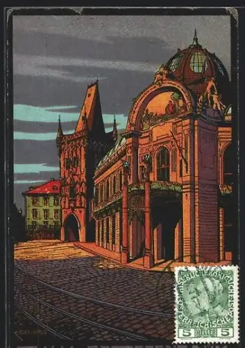 Künstler-AK Prag / Praha, Represent. Dum