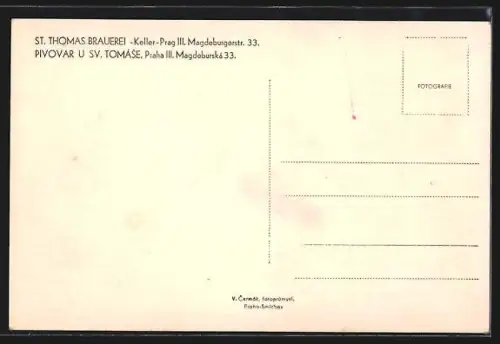 AK Prag, Restaurant St. Thomas Brauerei, Magdeburgerstrasse 33, Mann mit Bierkrug