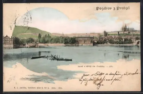 AK Prag / Praha, Pohled a nabrezi cis. Frantiska