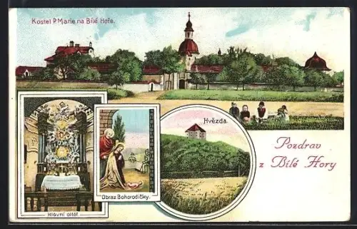 Künstler-AK Prag / Praha, Bile Hory, Kostel P. Maria na Bile Hore, Hlavni altar, Hvezda