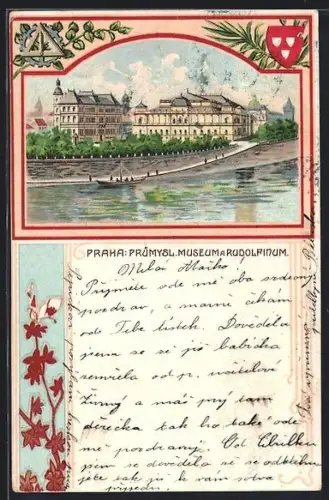 Lithographie Prag / Praha, Prumysl, Museum und Rudolfinum