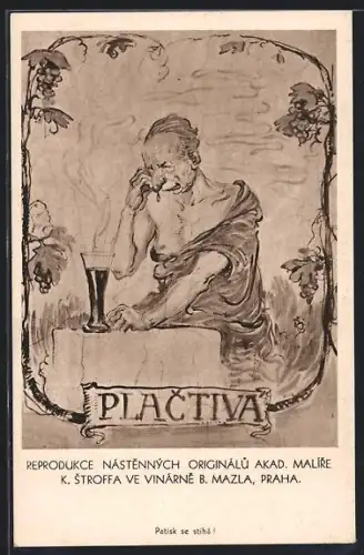 Künstler-AK Praha, Milostna, Mazlova Rodinna Vinarna, Jungmannova 30