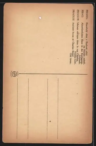 AK Prag / Praha, Starobylý dum v. Karlové ulici