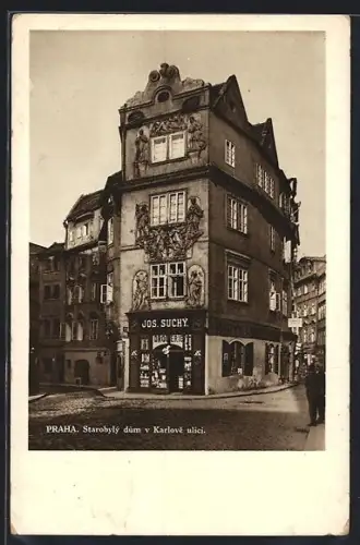 AK Prag / Praha, Starobylý dum v Karlové ulici