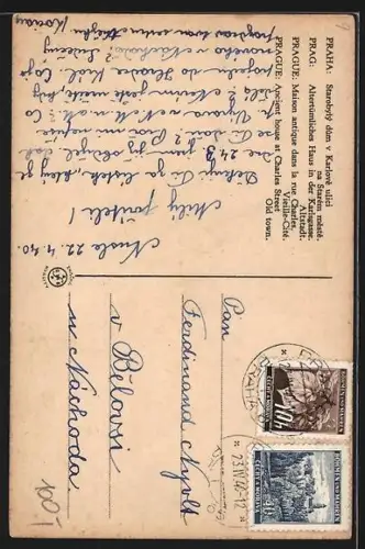 AK Prag / Praha, Starobylý dum v Karlové ulici