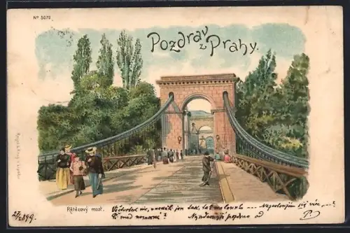 Lithographie Prag / Praha, Retezovy most